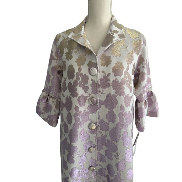 CAROLINE ROSE Floral Lavender Iridescent Lightweight Jacket Coat Sz S NEW w tags - Picture 5 of 12